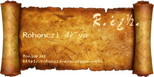 Rohonczi Éva névjegykártya